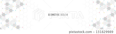 Panoramic view of abstract geometric background with hexagons shape pattern for banner or website header template Panoramic view of abstract geometric background with hexagons shape pattern for banner or website header template 131829989
