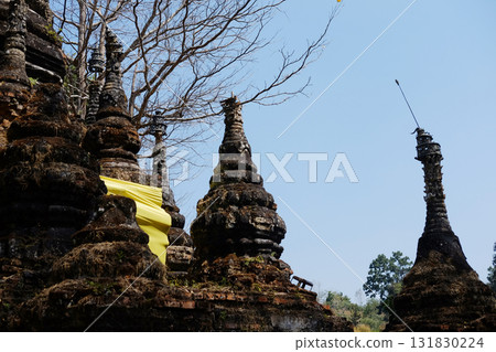Ancient old pagoda symbols of buddhism at Chiang doa temple in chiangmai of Thailand Ancient old pagoda symbols of buddhism at Chiang doa temple in chiangmai of Thailand 131830224