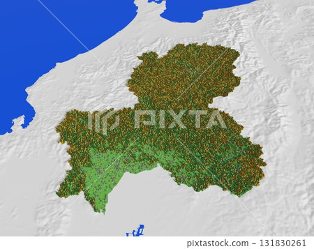 岐阜縣的可愛地圖，標示了海拔、森林和住宅區 131830261