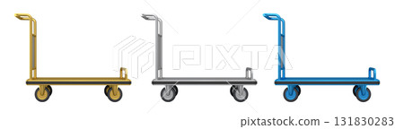 Set of Airport luggage cart or baggage trolley side on white background 131830283