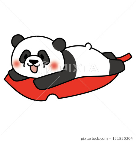 熊貓騎在一片大落葉上 131830304