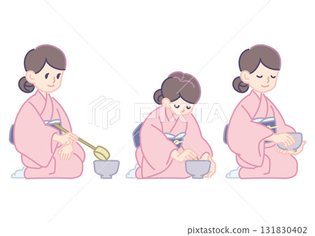 一個女人在做茶 一個女人在做茶 131830402