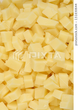 Diced Yellow Cheese Background 131830644