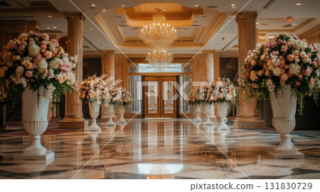 Wedding ceremony in a luxurious hotel. Luxurious interior. 131830729