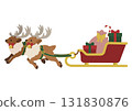 Cute vector illustration of a reindeer pulling a Christmas sleigh (with presents) 131830876