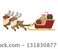 Cute vector illustration of a reindeer pulling a Christmas sleigh (with presents) 131830877