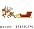 Cute vector illustration of a reindeer pulling a Christmas sleigh (no presents) 131830879