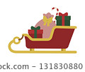 Vector illustration of a sled loaded with Christmas presents 131830880