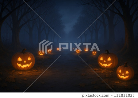 Halloween image: A pumpkin ghost vaguely reflected in the fog Halloween image: A pumpkin ghost vaguely reflected in the fog 131831025