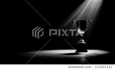 The moment of victory as the trophy shines in the spotlight The moment of victory as the trophy shines in the spotlight 131831122