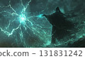 A man is holding a glowing orb in his hand, surrounded by a storm of electricity 131831242