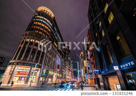 Tokyo cityscape, Japan, October 10th. View of Nihonbashi Mitsukoshi department store in front of Mitsukoshimae Station and the intersection at the north end of Nihonbashi. 131831246