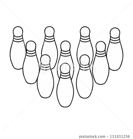 Set of Bowling Pins Outline Illustration Isolated Game Activity 131831256