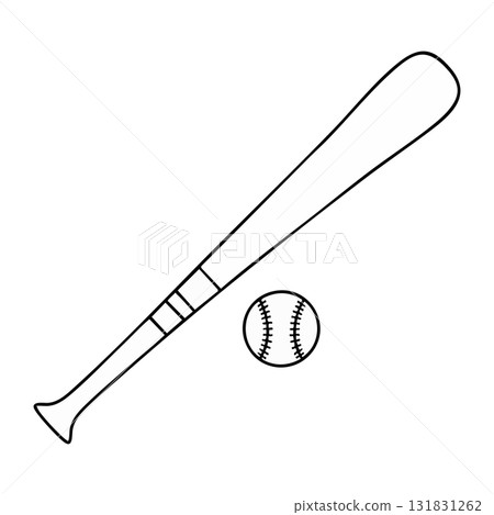 Baseball Bat and Ball Outline Illustration Isolated Sports Equipment 131831262
