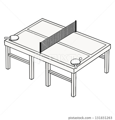 Table Tennis Ping Pong Table Outline Illustration Isolated 131831263
