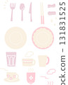 一組淡粉紅色餐具插畫 131831525
