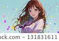 動漫風格彈出粒子和微笑的女孩 131831611