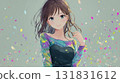 動漫風格彈出粒子和微笑的女孩 131831612