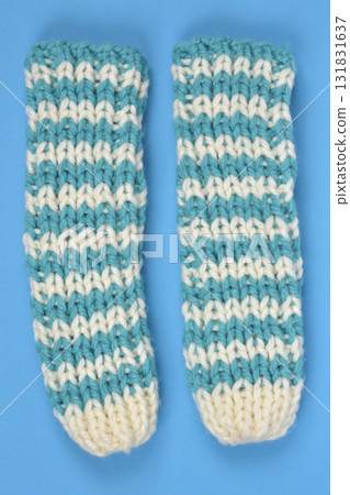Handmade Teal Cream Knitted Warmers Handmade Teal Cream Knitted Warmers 131831637