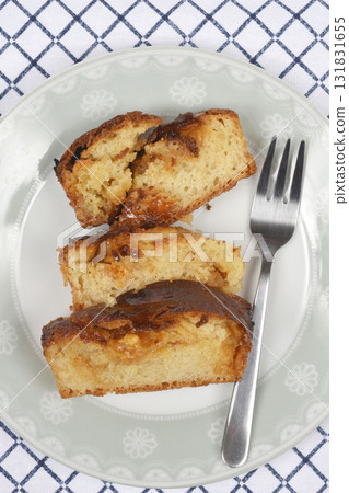 Babka Slices on Patterned Cloth 131831655