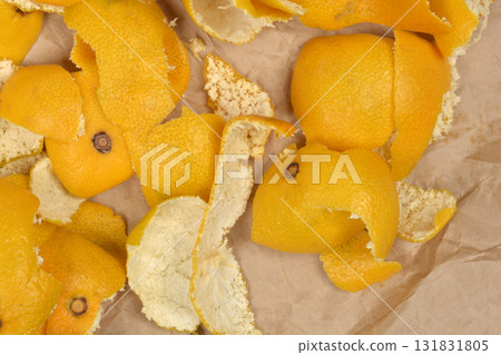 Mandarin Peel on Brown Paper 131831805