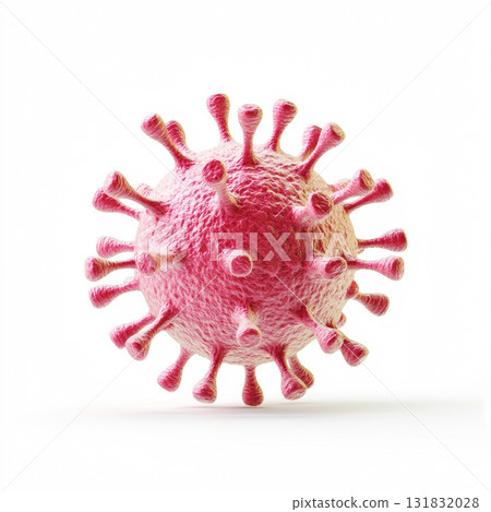 3D model of a red virus with spikes from microscopic view infectious disease virus is representing pathogens and illness isolated on white background 131832028