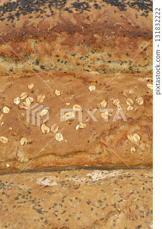 Stacked Whole Grain Seeded Breads Stacked Whole Grain Seeded Breads 131832222