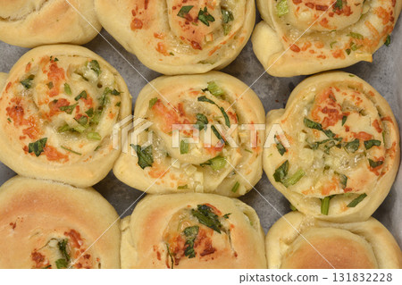 Baked Parmesan Garlic Rolls 131832228