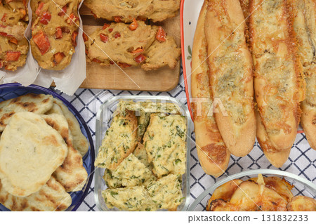 Assorted Savory Baked Goods 131832233