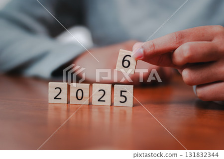 Future business planning key dates for success 2025 office setting digital display close-up view strategic insights 131832344