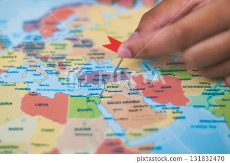 Exploring geopolitical landscapes mapping syria and surrounding regions travel content close-up view educational insights Exploring geopolitical landscapes mapping syria and surrounding regions travel content close-up view educational insights 131832470