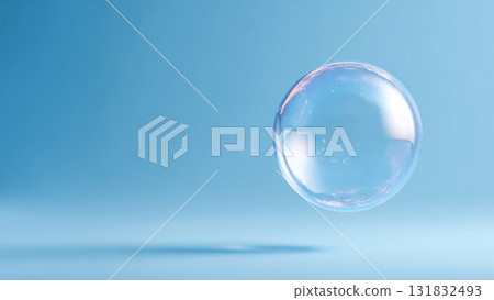 Floating transparent bubbles on a blue background 131832493