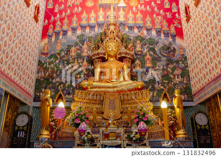 Close-up of thailand's golden buddha temple a serene display of cultural spirituality 131832496
