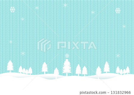 Trees standing in a snowy landscape, knitted background illustration Trees standing in a snowy landscape, knitted background illustration 131832966