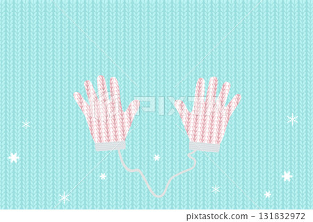 Knitted gloves, knitting knitting background illustration 131832972
