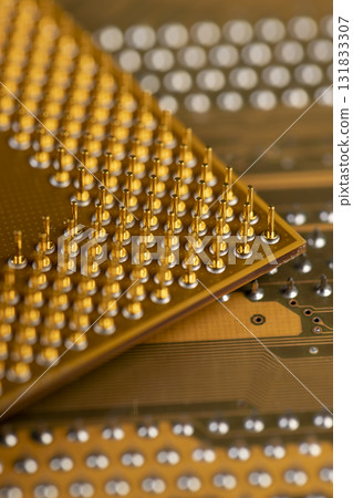 an electronic board with electrical components for connecting various devices into one system, close up an electronic board with electrical components for connecting various devices into one system, close up 131833307