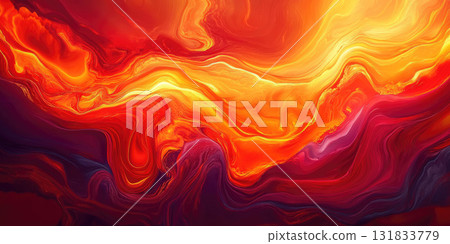 Glowing Lava Flow with Deep Red and Orange Highlights Creating a Fiery and Intense Background 131833779