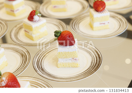 Buffet image of shortcakes arranged on a plate 131834413