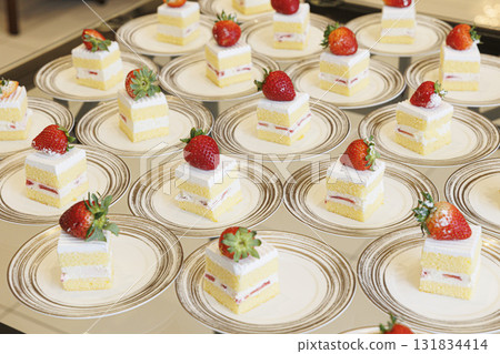 Buffet image of shortcakes arranged on a plate 131834414