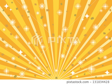 閃閃發光的集中線背景_黃色_向下 131834428