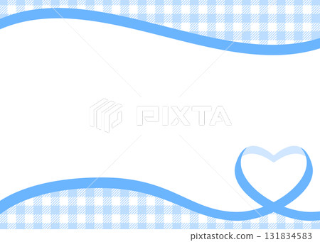 Heart-shaped ribbon decorative frame, gingham check background Heart-shaped ribbon decorative frame, gingham check background 131834583