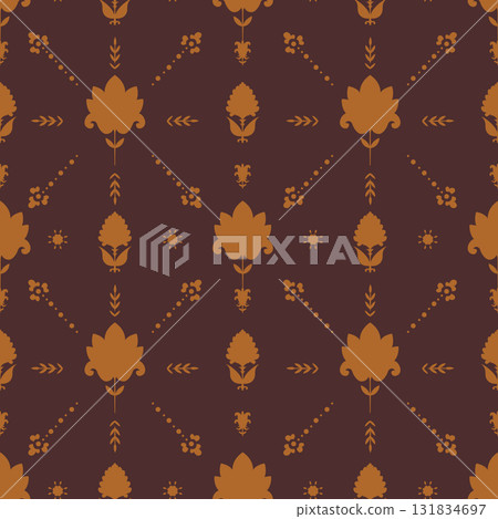 Warm Amber Folk Floral Motif Warm Amber Folk Floral Motif 131834697