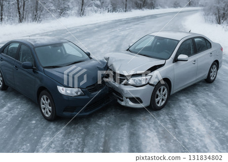 Slip accident on frozen road Slip accident on frozen road 131834802