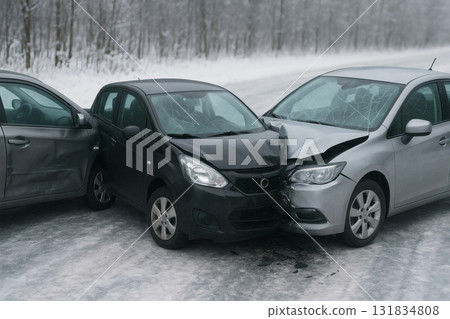 Slip accident on frozen road 131834808