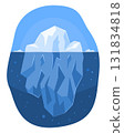 Iceberg Floating in Blue Arctic Ocean Concept Flat Illustration Clip Art Isolated on White 131834818