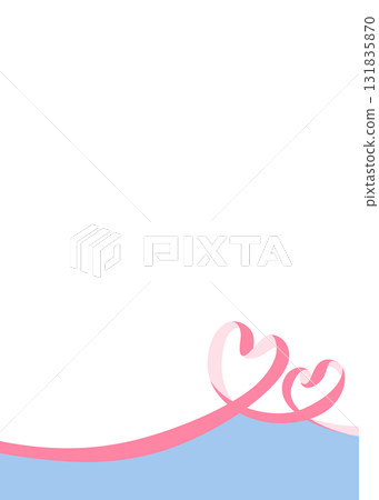 Heart-shaped ribbon decorative frame, portrait orientation 131835870
