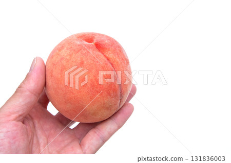 Peach in hand copy space Peach in hand copy space 131836003