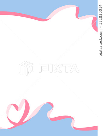 Heart-shaped ribbon decorative frame, portrait orientation 131836014