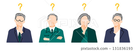 圖示為各行各業的高階主管疑惑的面部表情。平面設計。 131836193