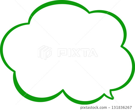 一個簡單的綠色圓形對話泡泡。它看起來像手繪的雲朵，很可愛。 131836267